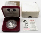 Micky Mouse .999 Silver Medal 1 tr oz 1986 boxed, 1st Edition Mickey's Holiday Treasures, SN 004108