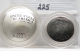 2 Silver Baseball 2014 Commemoratives, no box or COA: PF $, PF Half $