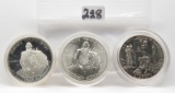 3 Commemorative Half $, no box or COA: 2 Silver Washington 1982 PF & Unc; 2011D Army Clad