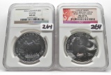 2- 1oz Silver NGC; 2012 Canada $5 Moose MS68 & 2014 Great Britain Year of the Horse MS69PL
