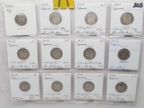 12 Silver Great Britain 3 Pence ungraded by us: 1880, 92, 99, 09, 13, 14, 2-16, 17, 18, 19, 20