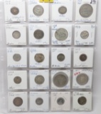 20 Silver World Coins, 20 Countries, no repeat, 1909-1965