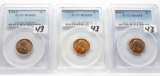3 Lincoln Cents PCGS Red; 1945-S MS66; 53-S MS65; 55-S MS64