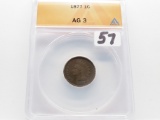 Indian Cent 1877 ANACS AG3, Key Date