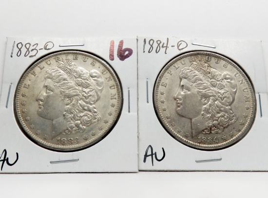 2 Morgan $: 1883-O AU, 1884-O AU