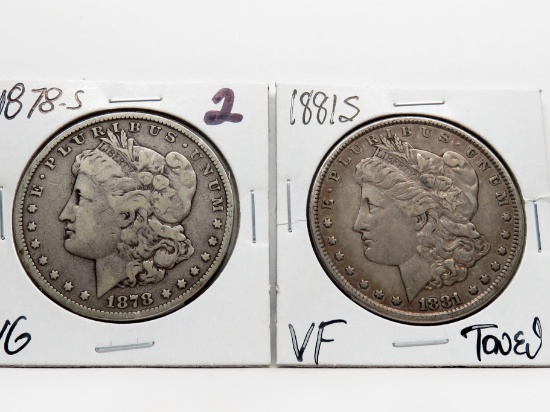 2 Morgan $: 1878S VG, 1881S VF toned