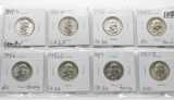 8 Silver Washington Quarters: 1947S Gem BU, 52D CH EF, 55 CH BU, 55D BU, 56 BU, 56D CH BU, 57 CH BU,