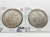2 Morgan $: 1882-O EF obv splotchy, 1886 EF