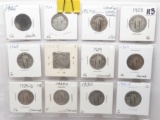 12 Standing Liberty Quarters, avg G-VG some clea: 1925, 26, 27D, 2-28, 28D, 2-29, 29DS, 30PS