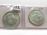 2 AU Franklin Half $, PVC residue: 1949D, 1952D