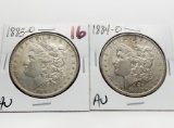 2 Morgan $: 1883-O AU, 1884-O AU