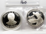 2 Sterling Silver Tokens: Gerald Ford 38th President; State of Washington 1889 Franklin Mint