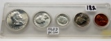 1962D Year Set 5 Coin Unc in Capitol Plastic