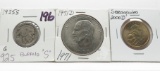 3 Type Coins: Buffalo Nickel 1925S G; Eisenhower $ 1971D Unc; Sacagawea $ 2000D AU