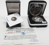 Mix: 14K Gold Mini Krugerrand boxed w/COA (3.2 grains); 1oz Silver Operation Iraqi Freedom Medal 200