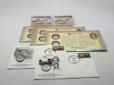 Jefferson Nickel mix: 2-04D 1st Day Covers Keelboat; 3 US Mint 2004PD Display Cards 2 Coin (Peace, K