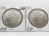 2 Morgan $: 1886 CH EF, 1896 EF
