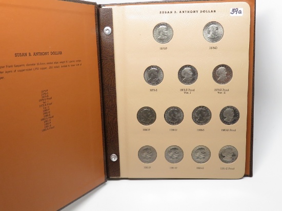 Dansco Susan B Anthony $ Album, 1979P-1981S, 21 Coins, includes 1979S Type 2 & 4 PF