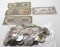156 World Coins includes some silver + 4 World Notes (3 Mexico 1960's, Japan 100 Yen)