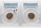 2 PCGS Lincoln Cents: 1957D MS64BN, 1957D MS64RB