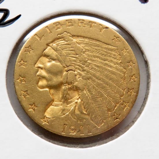 Gold $2.50 Indian 1911 CH EF