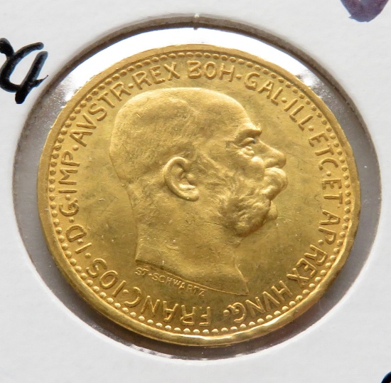 Gold 10 Corona Austria 1912 BU, .0980 AGW