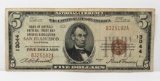 $5 National 1929 Ty1, Bank of America Natl Trust/Savings Assc San Francisco, CH13044, SN B325182A, F