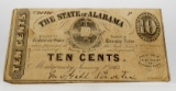 1863 State of Alabama Confederate 10 Cent Fractional Currency No. 10938