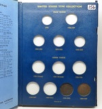 Whitman Classic US Type Set Album, 19 Coins: 2 Lg Cents (1824, 47), Indian 04, Lincoln 1909VDB, 42D,