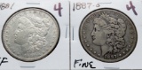 2 Morgan $: 1881 VF, 1887-O Fine