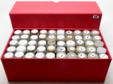 Box of 50 Tubes Lincoln Cents, assorted dates.  Unsearched by us, appear to be all Wheat. Estimated