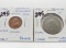 2 World Coins: 1896 Reunion 1 Franc KM#5; 1916 Straits Settlements 1/4 Cent Unc
