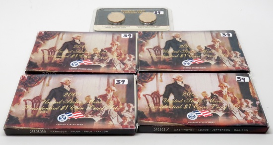 18-$ Mix: 4 Presidential PF Sets (2007, 08, 09, 10); 2010 Sacagawea P&D Set Littleton