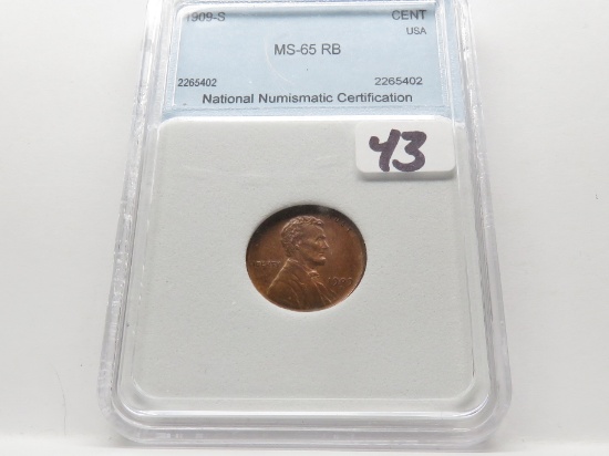 Lincoln Cent 1909-S NNC CH Mint State Red Brown