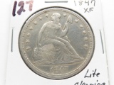 Seated Liberty $ 1847 EF lightly cleaned