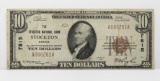 $10 National 1929, Stockton Natl Bank, Stockton, KS, CH7815, SN A000281A, F+