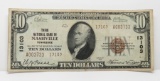 $10 National 1929 Type 2, 3rd Natl Bank, Nashville TN, CH13103, SN A003733/13103, VF