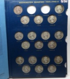 Whitman Washington Quarter Album, 1932-1965, 81 Coins (80 Silver), NO 32D or 32S, avg circ, dates/mm