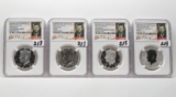 4 Kennedy Half $ High Relief Silver set 2014-P PF69UC; 14-D SP69; 14-S SP69 Enhanced Finish; PF69 Re