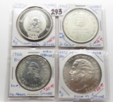 4 World Silvers, crown-size, 3.1 ASW total: 2004 Cook Islands $5 PF, 1948 Hungary 20 Forint Unc, 196