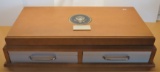 181 Unc Presidential $ in nice large wood display box/2 drawers: 13 single coins, 14 Rolls of 12 eac