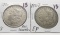 2 Morgan $: 1890 EF rev scrs, 1921D EF