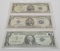 3 Silver Certificates: $1 STAR 1957A VF; $5 1934C CH F, $5 1953A F