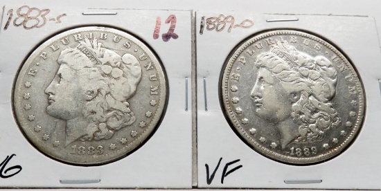 2 Morgan $: 1883S VG, 1889-O VF