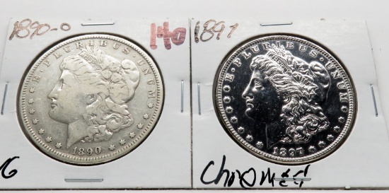 2 Morgan $: 1890-O VG, 1897 chromed