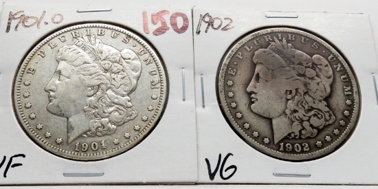 2 Morgan $: 1901-O VF, 1902 VG