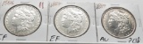 3 Morgan $: 1886 EF, 1889 EF, 1889 AU ?cleaned