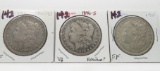 3 Morgan $: 1900-O F, 1896S VG ?cleaned, 1921 EF