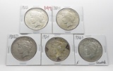 5 Peace $ circ: 1922, 22S, 23D, 24, 26S