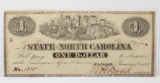 Obsolete $1 Note State of North Carolina Raleigh 1863, No. 1315, EF